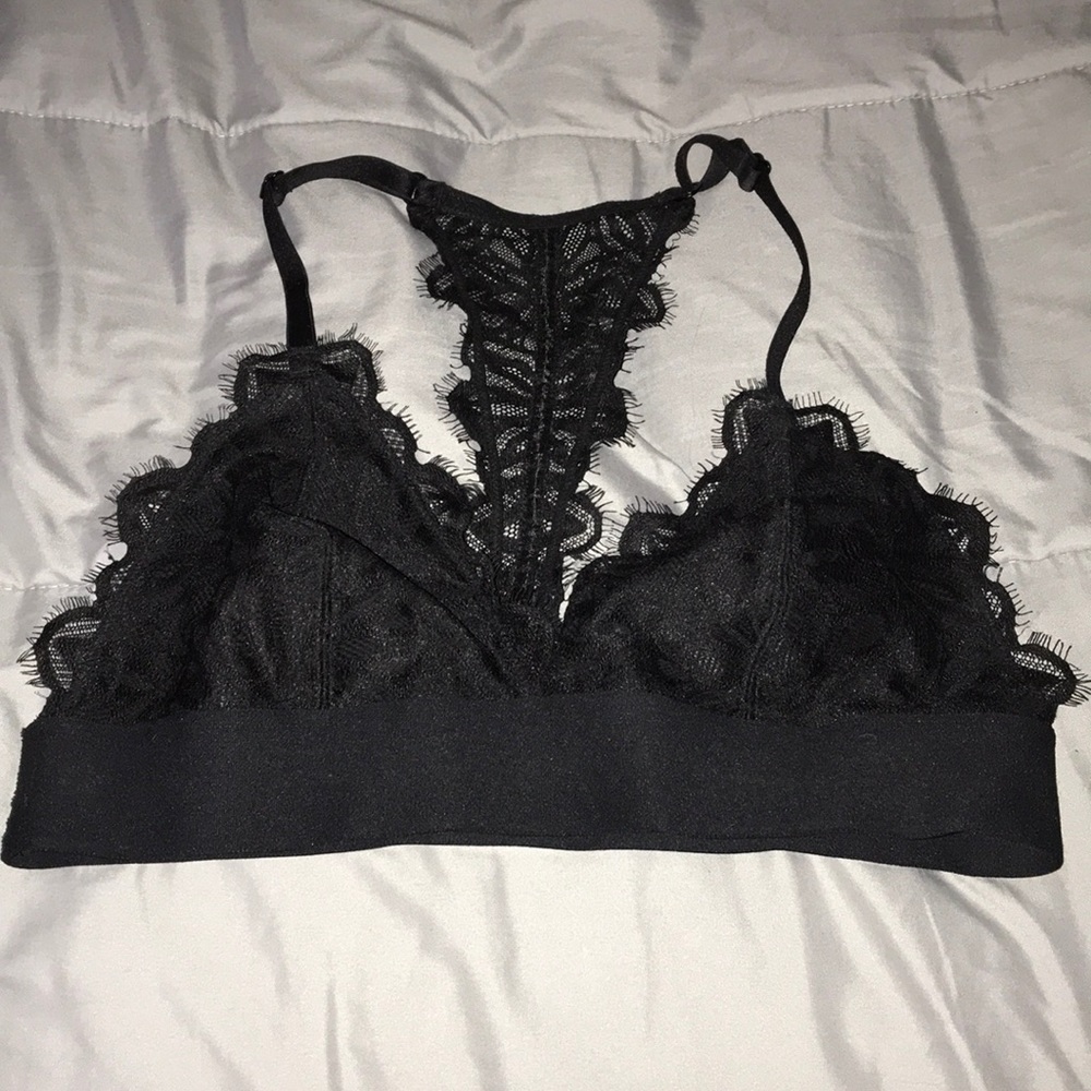 PINK black racer back bralette